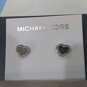 Michael Kors silver heart pierced earrings